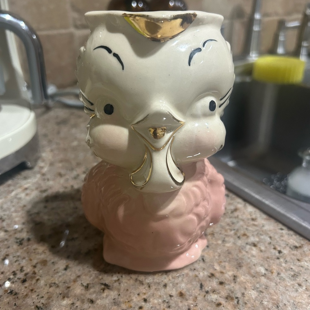 Shawnee Pottery Vintage Ceramic owl chickadee pitcher